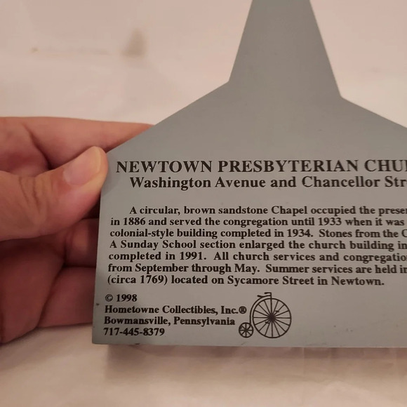 Vintage 1998 Hometowne Collectibles Newtown Presbyterian Church Shelf Sitter - Picture 6 of 9